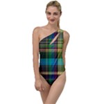 Colorful Madras Plaid To One Side Swimsuit
