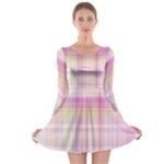 Pink Madras Plaid Long Sleeve Skater Dress