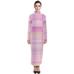 Pink Madras Plaid Turtleneck Maxi Dress