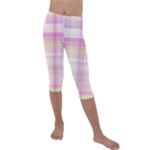 Pink Madras Plaid Kids  Lightweight Velour Capri Leggings 