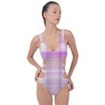 Pink Madras Plaid Side Cut Out Swimsuit