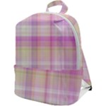 Pink Madras Plaid Zip Up Backpack