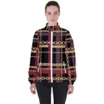 Red Black Checks Women s High Neck Windbreaker