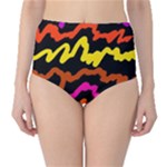 Multicolored Scribble Abstract Pattern Classic High-Waist Bikini Bottoms
