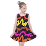 Multicolored Scribble Abstract Pattern Kids  Summer Dress