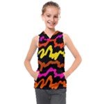 Multicolored Scribble Abstract Pattern Kids  Sleeveless Hoodie