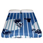Stripes Blue White Fitted Sheet (Queen Size)