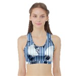 Stripes Blue White Sports Bra with Border