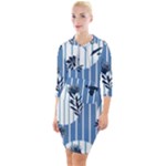 Stripes Blue White Quarter Sleeve Hood Bodycon Dress