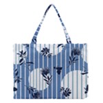 Stripes Blue White Medium Tote Bag