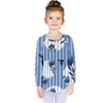 Stripes Blue White Kids  Long Sleeve Tee