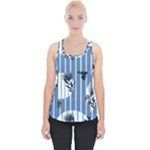 Stripes Blue White Piece Up Tank Top