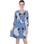 Stripes Blue White Ruffle Dress