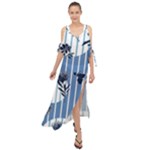 Stripes Blue White Maxi Chiffon Cover Up Dress