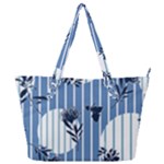 Stripes Blue White Full Print Shoulder Bag