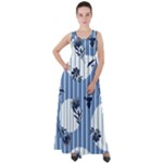 Stripes Blue White Empire Waist Velour Maxi Dress