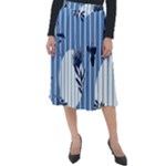Stripes Blue White Classic Velour Midi Skirt 