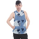 Stripes Blue White Men s Sleeveless Hoodie