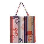 Stripies Orange Floral Pattern Grocery Tote Bag