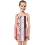 Stripies Orange Floral Pattern Kids  Summer Sun Dress