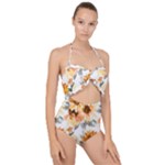 Sunflowers Scallop Top Cut Out Swimsuit