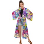 Double Sunflower Abstract Maxi Kimono