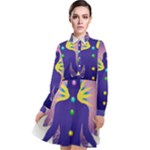 Chakra Design Long Sleeve Chiffon Shirt Dress