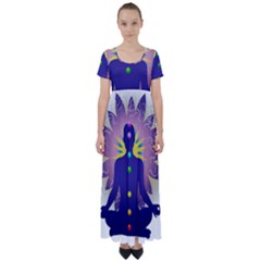 High Waist Short Sleeve Maxi Dress 
