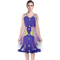 V-Neck Midi Sleeveless Dress  