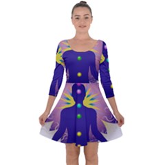 Quarter Sleeve Skater Dress 