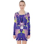 Chakra V-neck Bodycon Long Sleeve Dress
