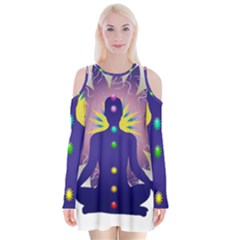 Chakra Velvet Long Sleeve Shoulder Cutout Dress from ArtsNow.com