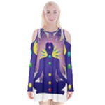 Chakra Velvet Long Sleeve Shoulder Cutout Dress