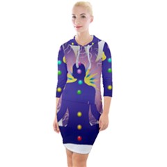Quarter Sleeve Hood Bodycon Dress 