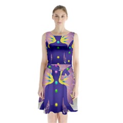 Sleeveless Waist Tie Chiffon Dress 