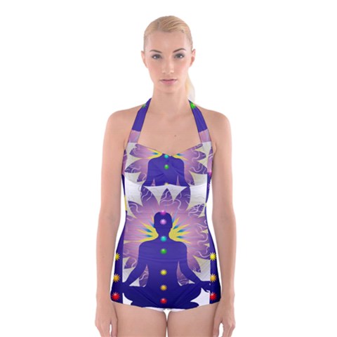 Chakra Boyleg Halter Swimsuit  from ArtsNow.com