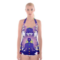 Chakra Boyleg Halter Swimsuit  from ArtsNow.com