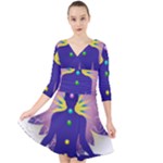 Chakra Quarter Sleeve Front Wrap Dress