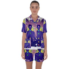Satin Short Sleeve Pajamas Set 