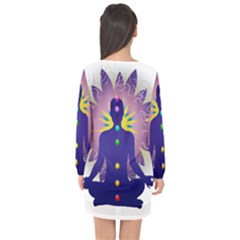 Long Sleeve Chiffon Shift Dress  