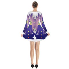 Long Sleeve Velvet V-neck Dress 