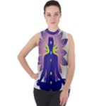 Chakra Mock Neck Chiffon Sleeveless Top