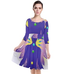 Quarter Sleeve Waist Band Dress 