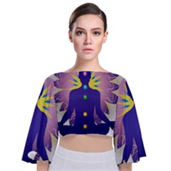 Tie Back Butterfly Sleeve Chiffon Top 