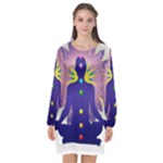 Chakra Long Sleeve Chiffon Shift Dress 