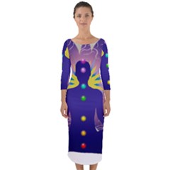 Quarter Sleeve Midi Bodycon Dress 