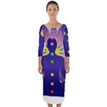 Chakra Quarter Sleeve Midi Bodycon Dress