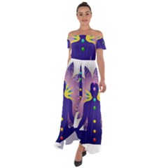 Off Shoulder Open Front Chiffon Dress 