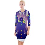 Chakra Quarter Sleeve Hood Bodycon Dress