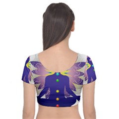 Velvet Short Sleeve Crop Top  